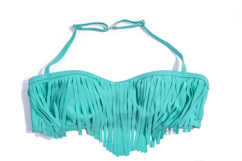 Tassle Solid Halter Girls Kids Bikini Set Summer Beach Cute Teen Kids Swimwear Swimsuit Children Swimming Suit