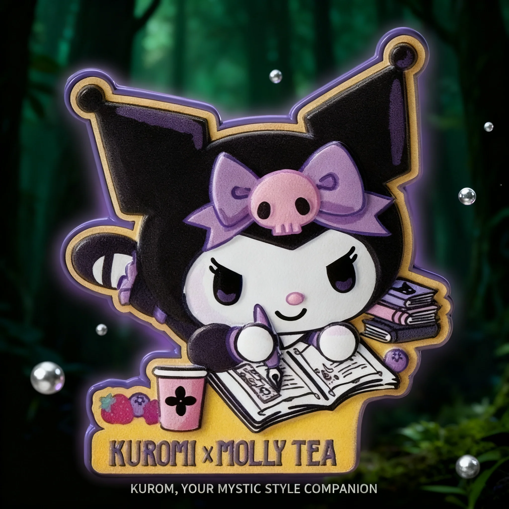 Kuromi Sanrio Collab Cute Kawaii Acrylic Fridge Magnet Funny Flat Design Gift for Students and Friends Adorable Anime Decor