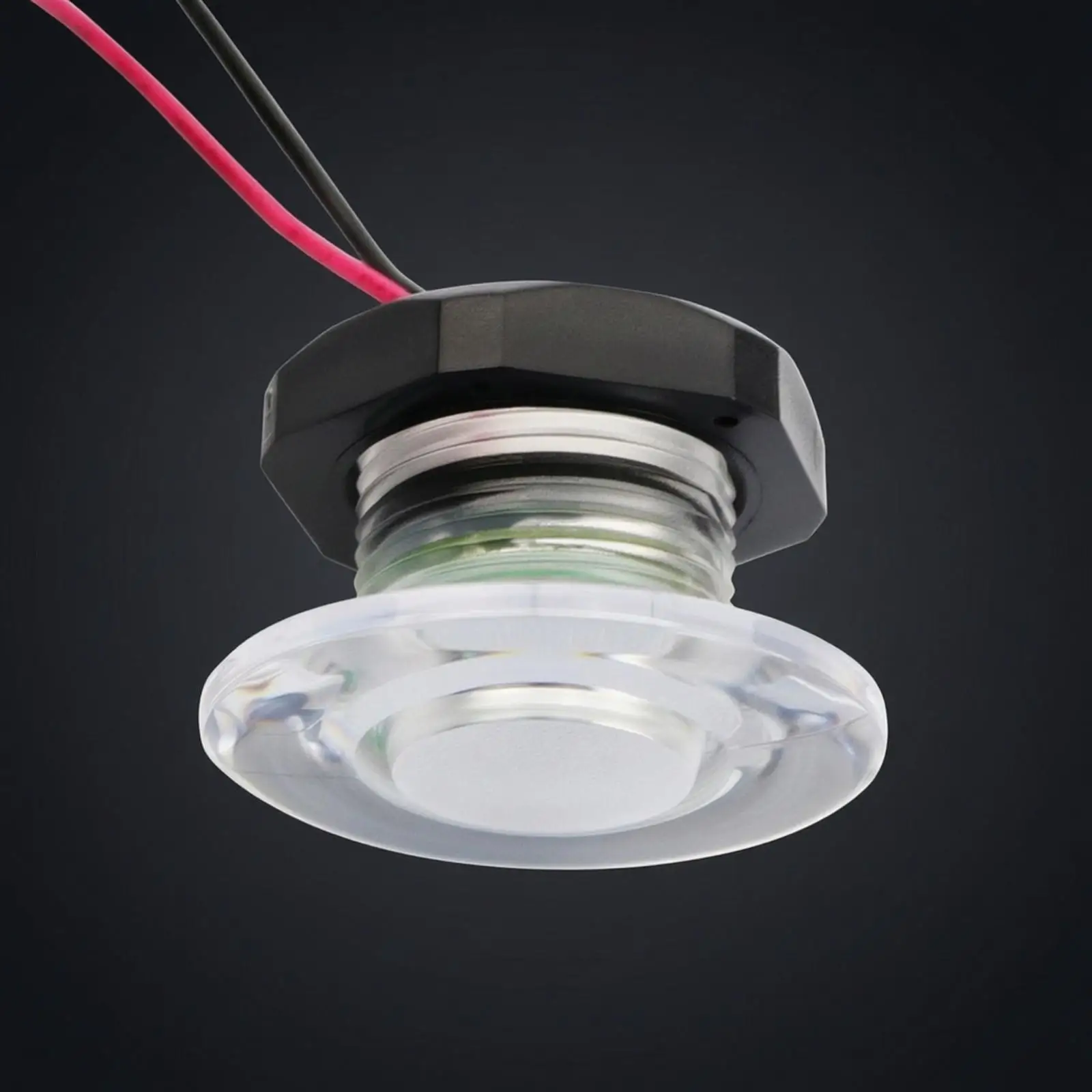 Red LED Vehicle Light Round Low Profile 1W Wired PC Lens for 12V RV Marine Cabin Walkway Ambient Decor