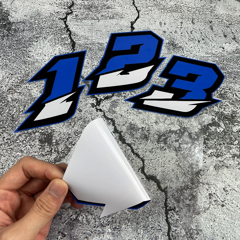 2PCS Blue Racing Number Motorcycle Stickers Waterproof DIY Fuel Tank Front Fairing Helmet Scooter Self-adhesive Vinyl Decals view 5