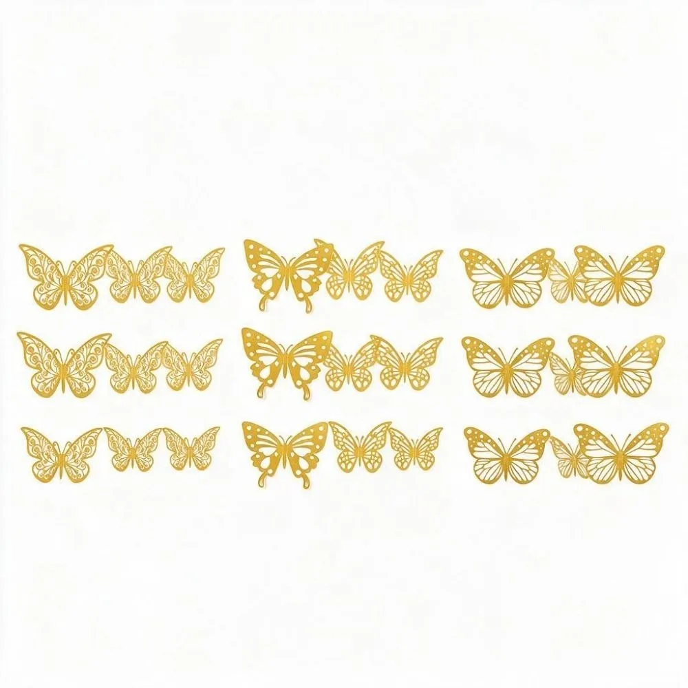 72Pcs Hollow Design Butterfly Wall Stickers 3 sizes Vivid Color 3D Butterfly Wall Decor Easy Cleaning 3D Butterfly Sticker