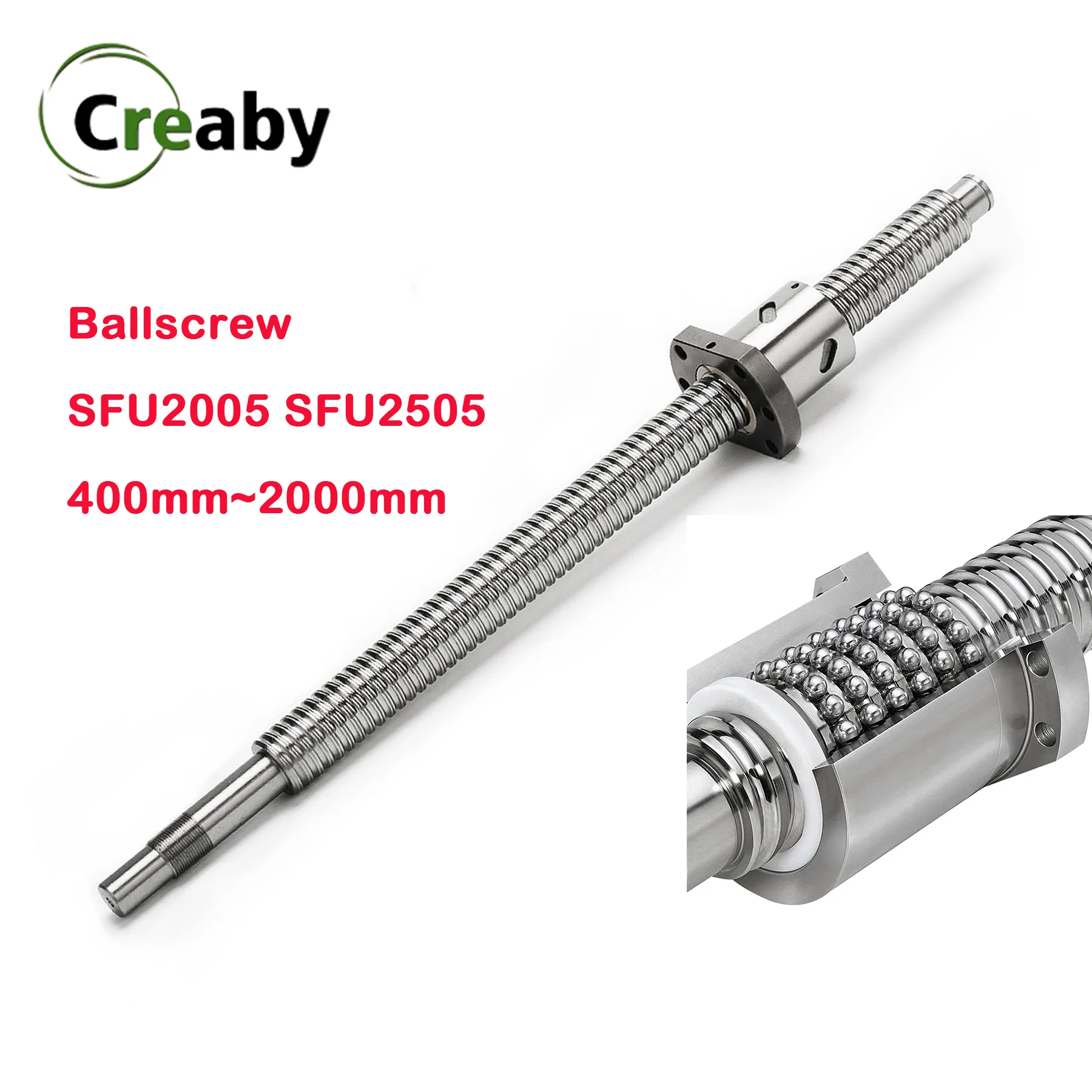 

Rolled Ball Screw SFU2005 SFU2505 Ball Screw C7 400mm~2000mm With Flange Single Ballnut BK/BF End Machined Ballscrew For CNC