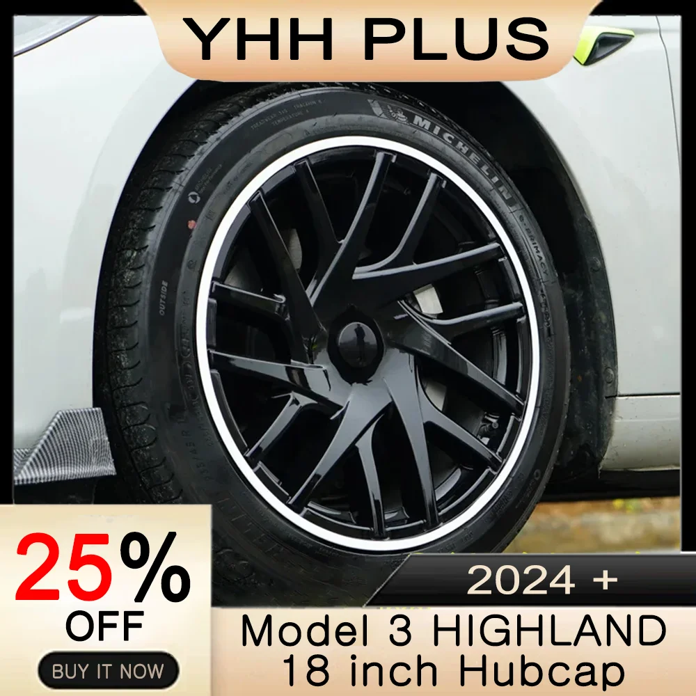 4PCS 18 Inch HubCap New Model 3 Highland 2024 Performance Wheel Cap For Tesla Replacement Automobile Full Rim Cover Accessories