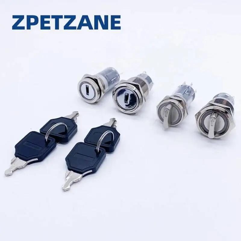 16/19/22mm Metal Rotary Push Button Switch DIY Waterproof IP65 Knob 2/3 Positions No Light Three Pins DIY Reset/Latching