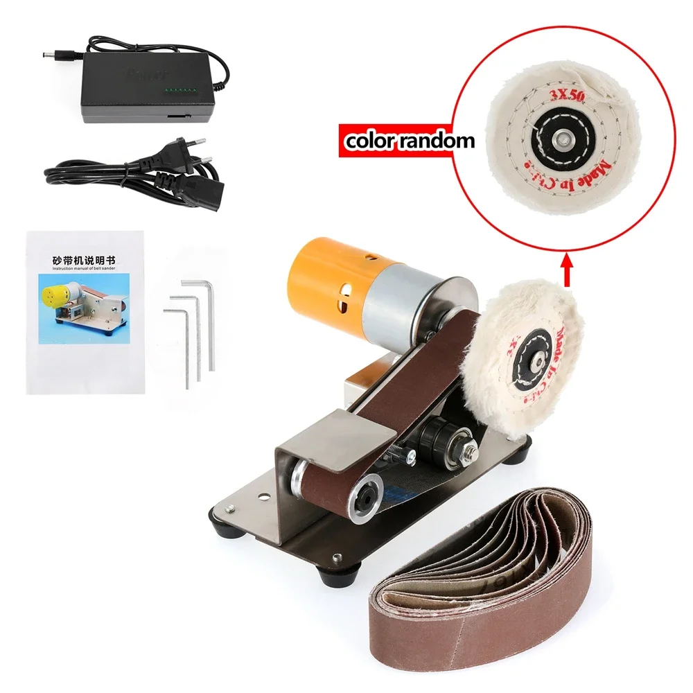 Mini Electric Belt Sander 15Degree Multifunction DIY Polishing Grinding Machine Cutter Edges Sharpener with 10 Abrasive Belt