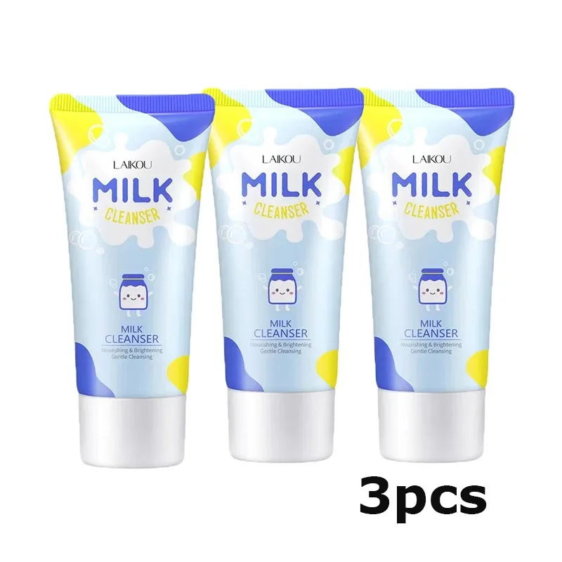 

3Pcs LAIKOU Natural Oil Control Facial Cleanser Face Washing Cream 50g Milk Cleanser Gentle Deep Cleaning Moisturizing Skin Care