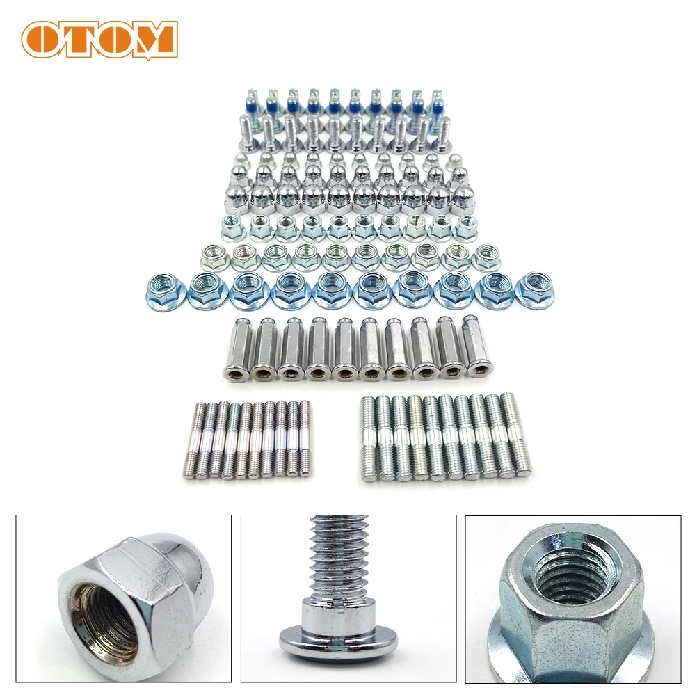 OTOM Motorcycle 12 Kinds Screws Nuts Assortment Kit M6 M8 M10 M12 Stud Brake Disc Cylinder Head Exhaust Bolts Universal Part CRF