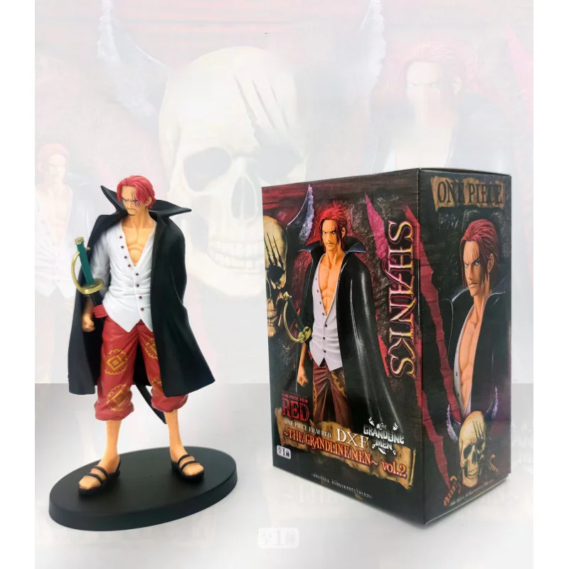 Shanks figura de Anime de 19cm, edición de Teatro de pelo rojo, película de pie, modelo de acción, juguetes para fanáticos