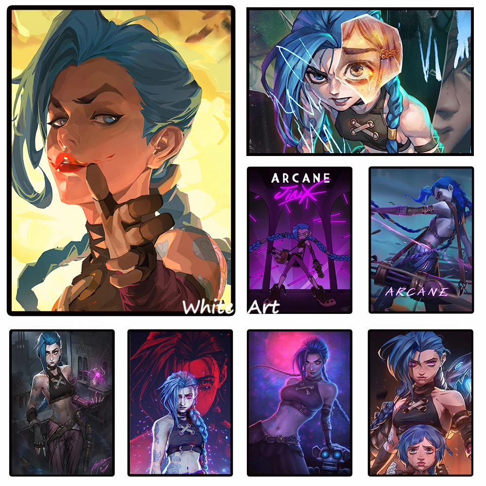 Game Arcane League of Legends Poster Game Characters Jinx Canvas Painting HD Print Modern Wall Art Pictures Living Room Decor