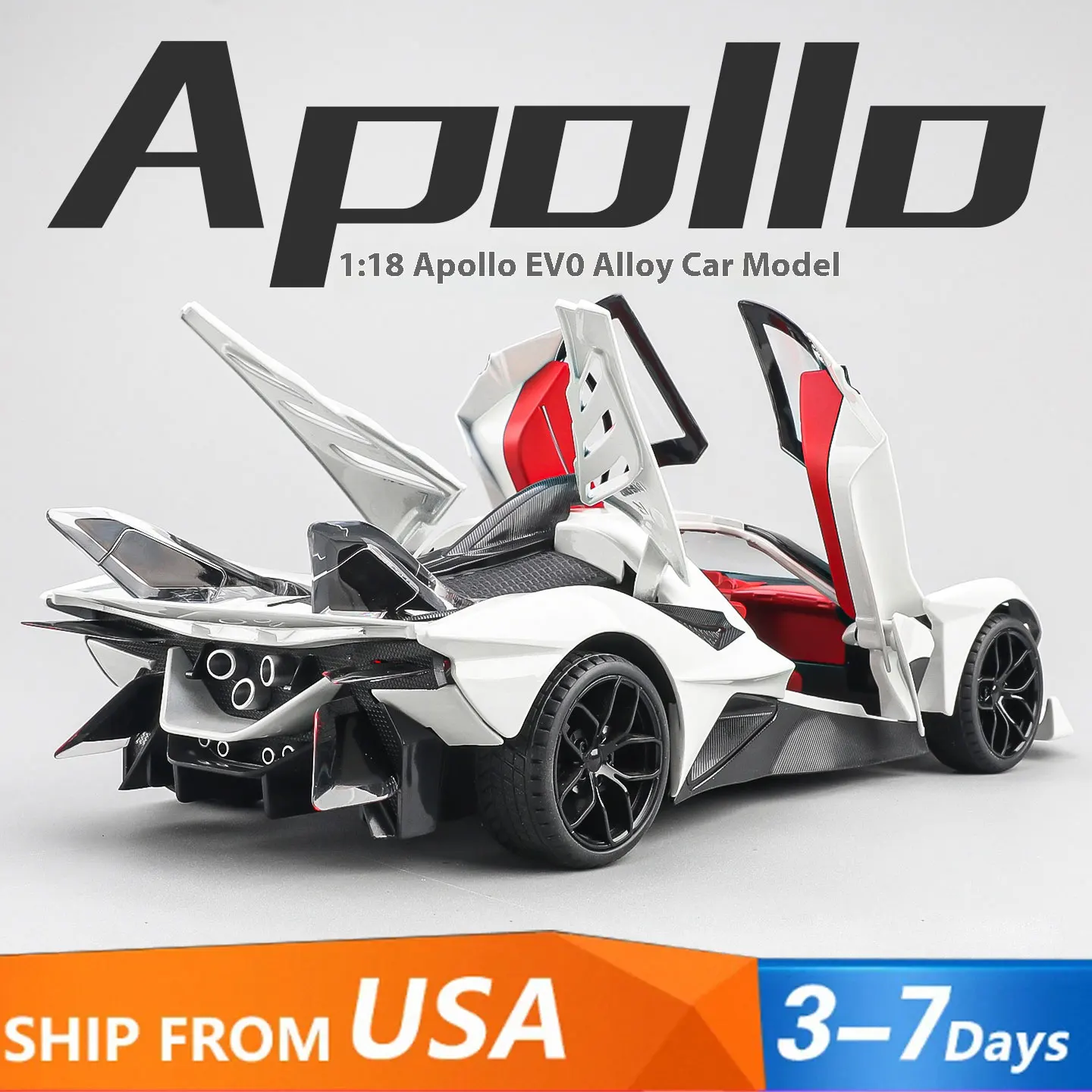 

Большая модель автомобиля Apollo EVO в масштабе 1/18, металлический литой суперкар, коллекционные украшения для взрослых, подарки на день рождения для мальчиков