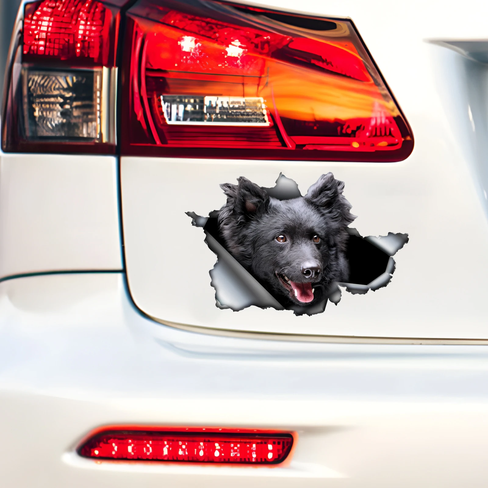 DK484 #   ملصق سيارة Black Mudi Dog ثلاثي الأبعاد، ملصق مقاوم للماء ممتع للسيارات والشاحنات والدراجات النارية والجدران والنوافذ والمواد البلاستيكية