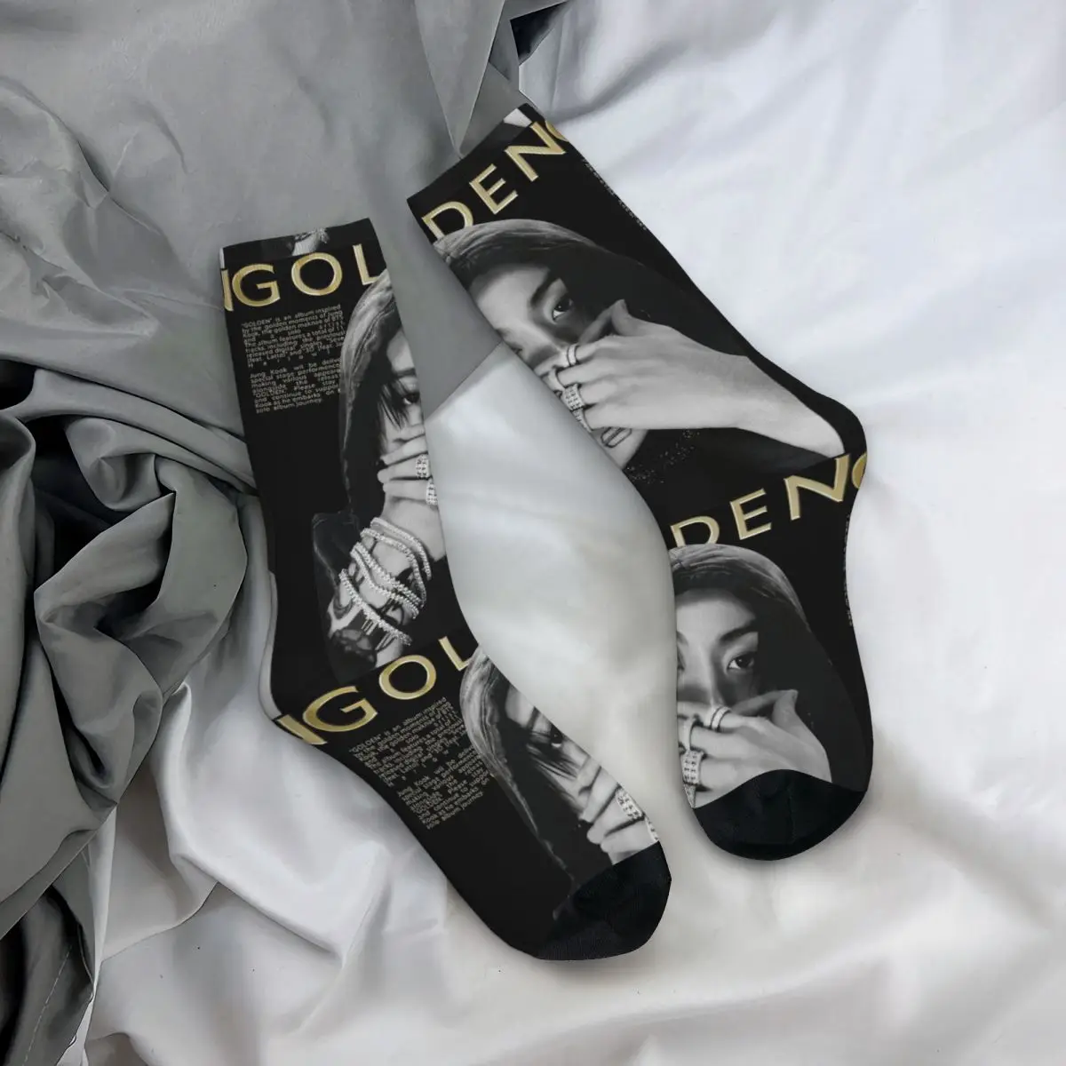 Golden Moments Jungkooks Socks Autumn Stockings Novelty Unisex Men Comfortable Socks Graphic Skateboard Anti Bacterial Socks