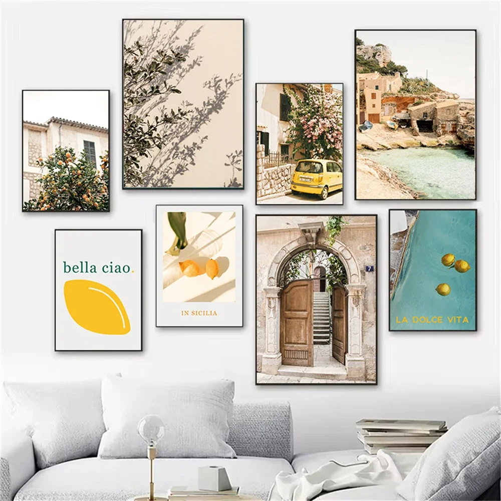 La Dolce Vita Lemon Orange Harvest Posters Prints Home Town Garden Plants Canvas Painting Car Picture Wall Art Interior Decor