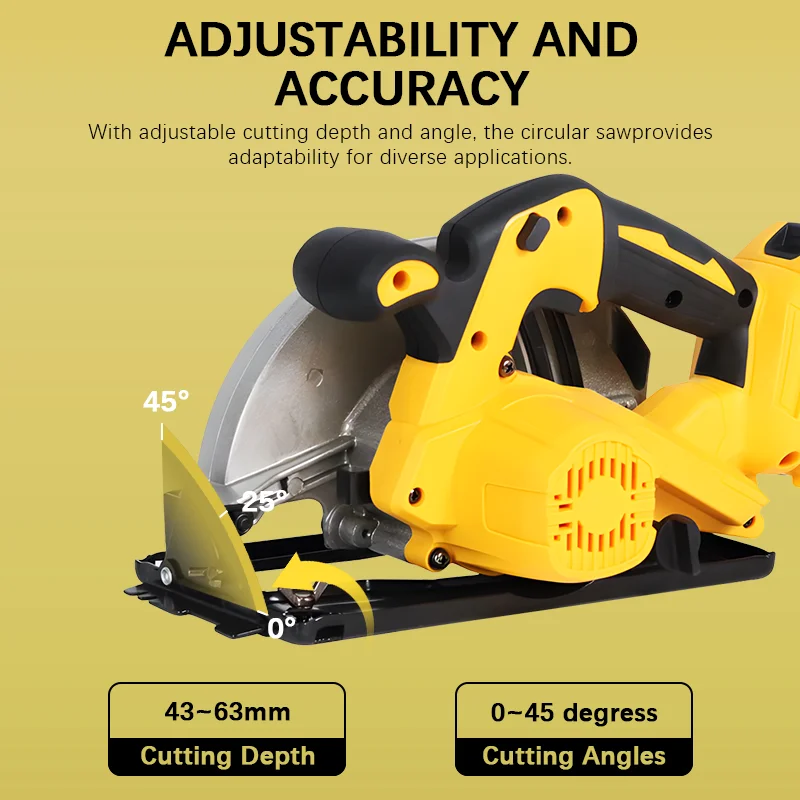 Electric Goddess 7Inch Cordless Electric Circular Saws Adjustment For Woodworking Brushless Power Tool For Dewalt 20V Battery