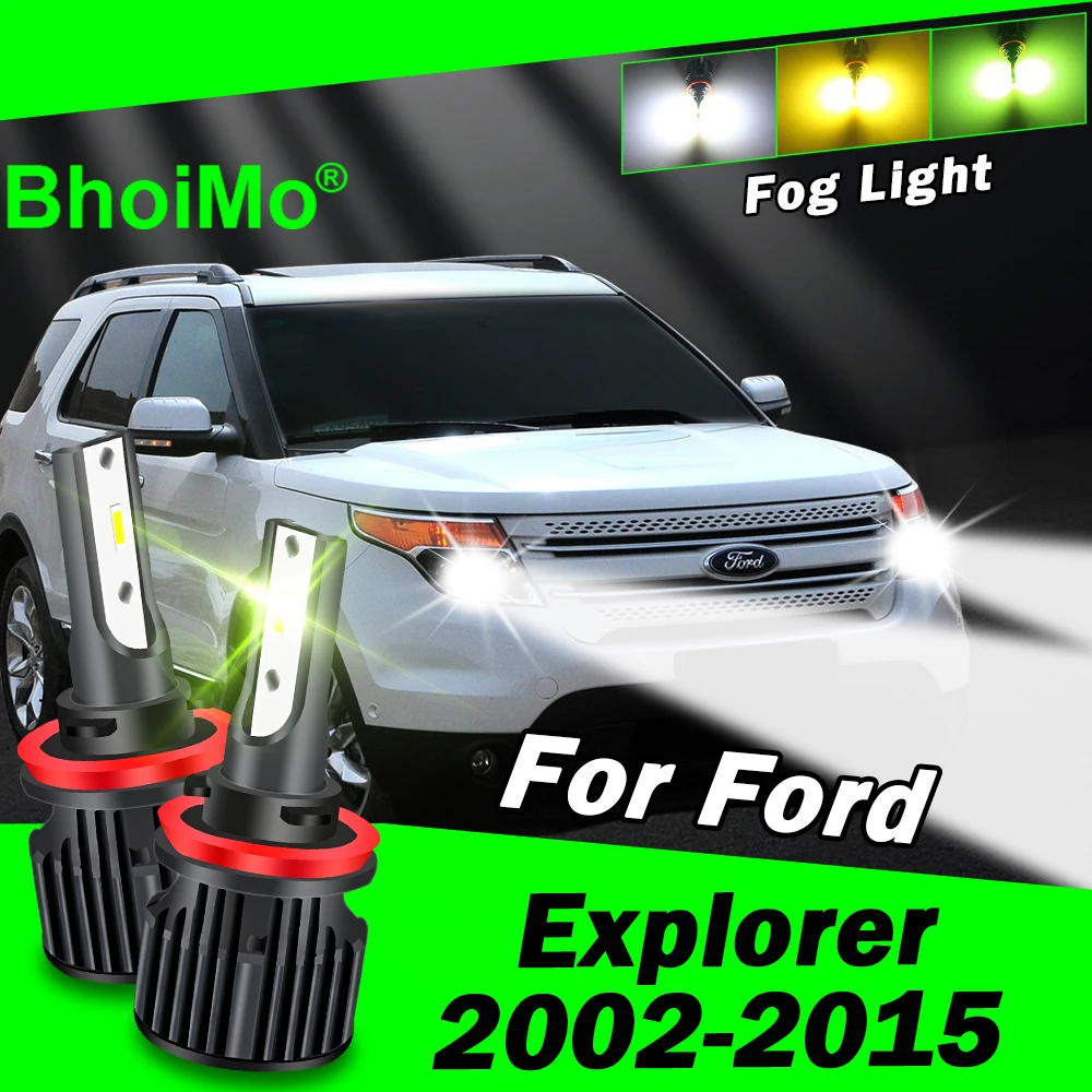 

BhoiMo для Ford Explorer, передняя противотуманная фара, лампа 2002, 2003, 2004, 2005, 2006, 2007, 2008, 2009, 2010, 2011, 2012 2013 2014 2015, светодиодные лампы