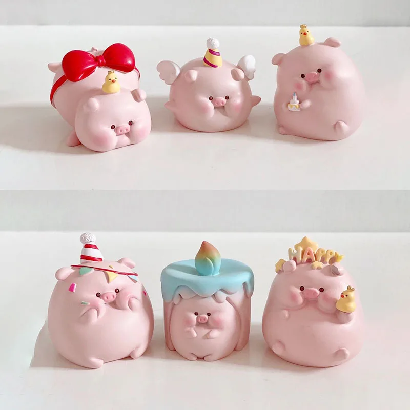 Kawaii Cure Pig Wish You Happy Blind Box Action Figure Girl Birthday Gifts Office Car Decoration Desktop Trinket Surprise Toys