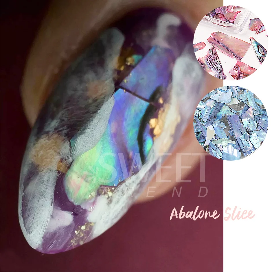 1 Box Abalone Shell Sea Slice For Nail Art Natural Decoration 3D Texture Mermaid Stickers Glitter Pallitte Flake Manicure  SAS38