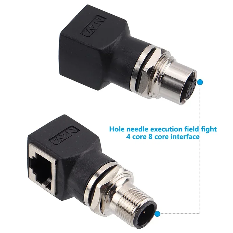 M12 4Pin Dcode Connector 8core A-type X D Type to RJ45 Male Female Plug Socket Adapter Network Cable