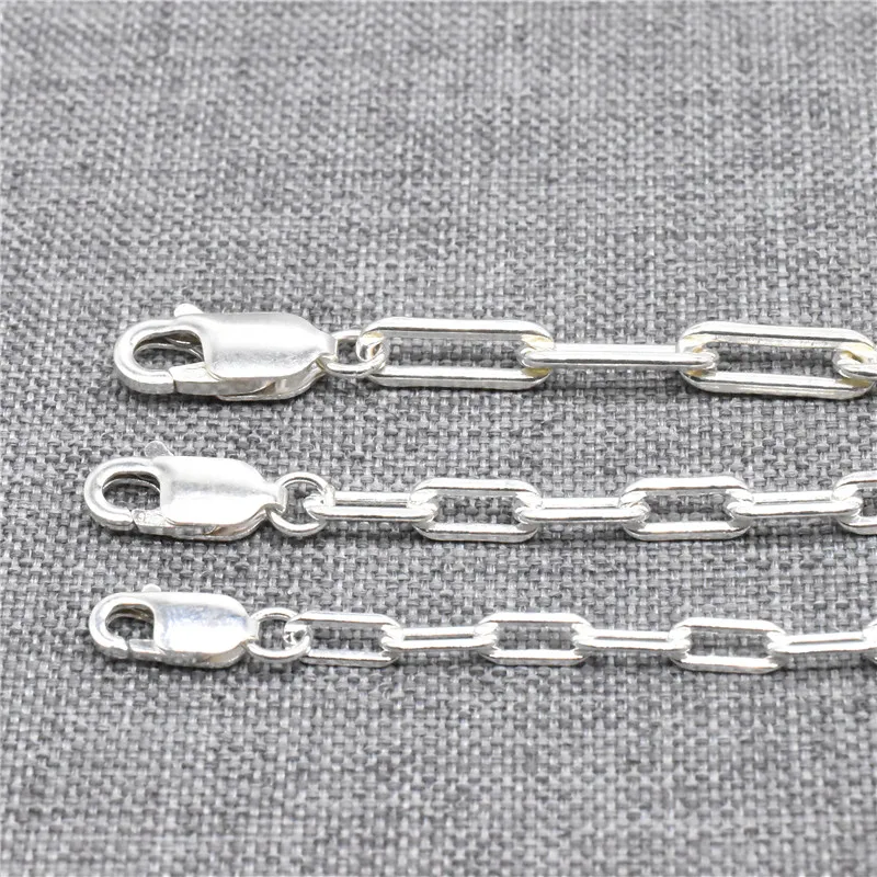 

925 Sterling Silver Paperclip Chain Necklace 2.5mm 3mm 3.5mm 16 18 20 22 24 26 28 30 32 34 36 Inches