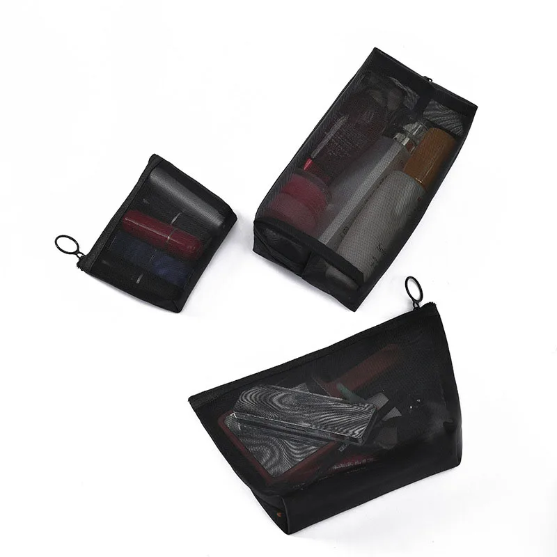 1PC Black Women Men Necessary Cosmetic Bag Transparent Travel Organizer Fashion Small Large Black Toiletry Bags Makeup Pouch