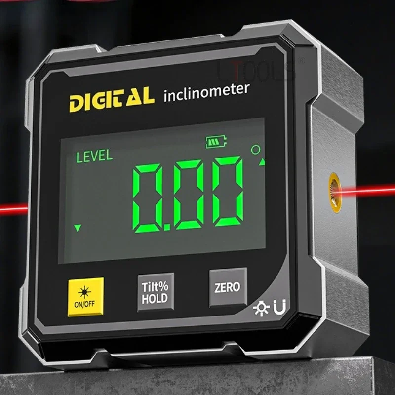 Digital Display Inclinometer Installation Balance Measurement Aluminum Shell Laser Level Angle Measuring Tool with Magnetic