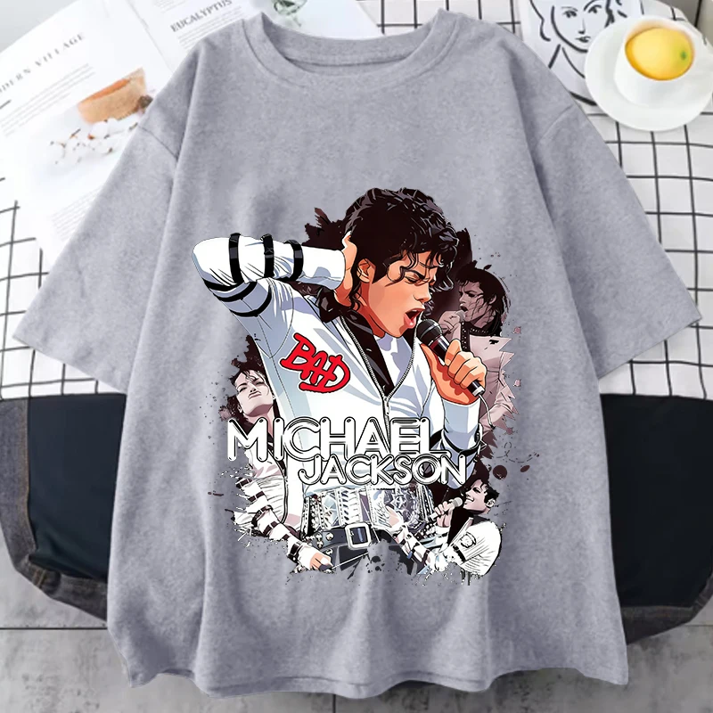 

Men's MJ Printed T Shirt Michael Jackson Summer O-Neck Unisex Short Sleeve Tops Men Women Hip Hop Tee Shirt MJ Fans Gift