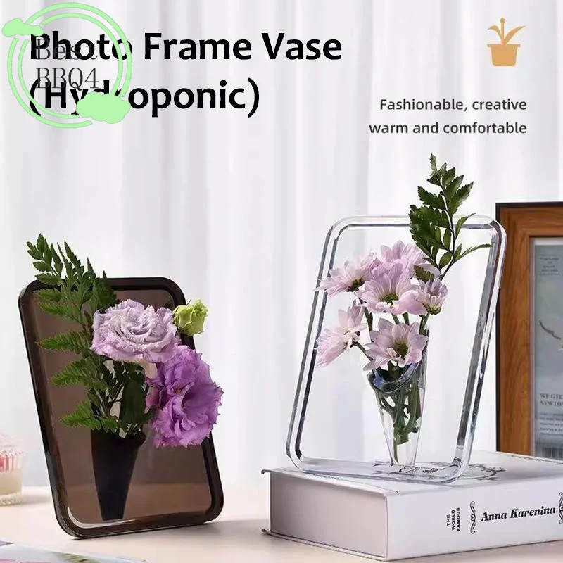 (BBQ4)Frame Flower Vase Clear Acrylic Vase Modern Art Vases For Home Decor Decorative Vases For Desktops Bookshelf