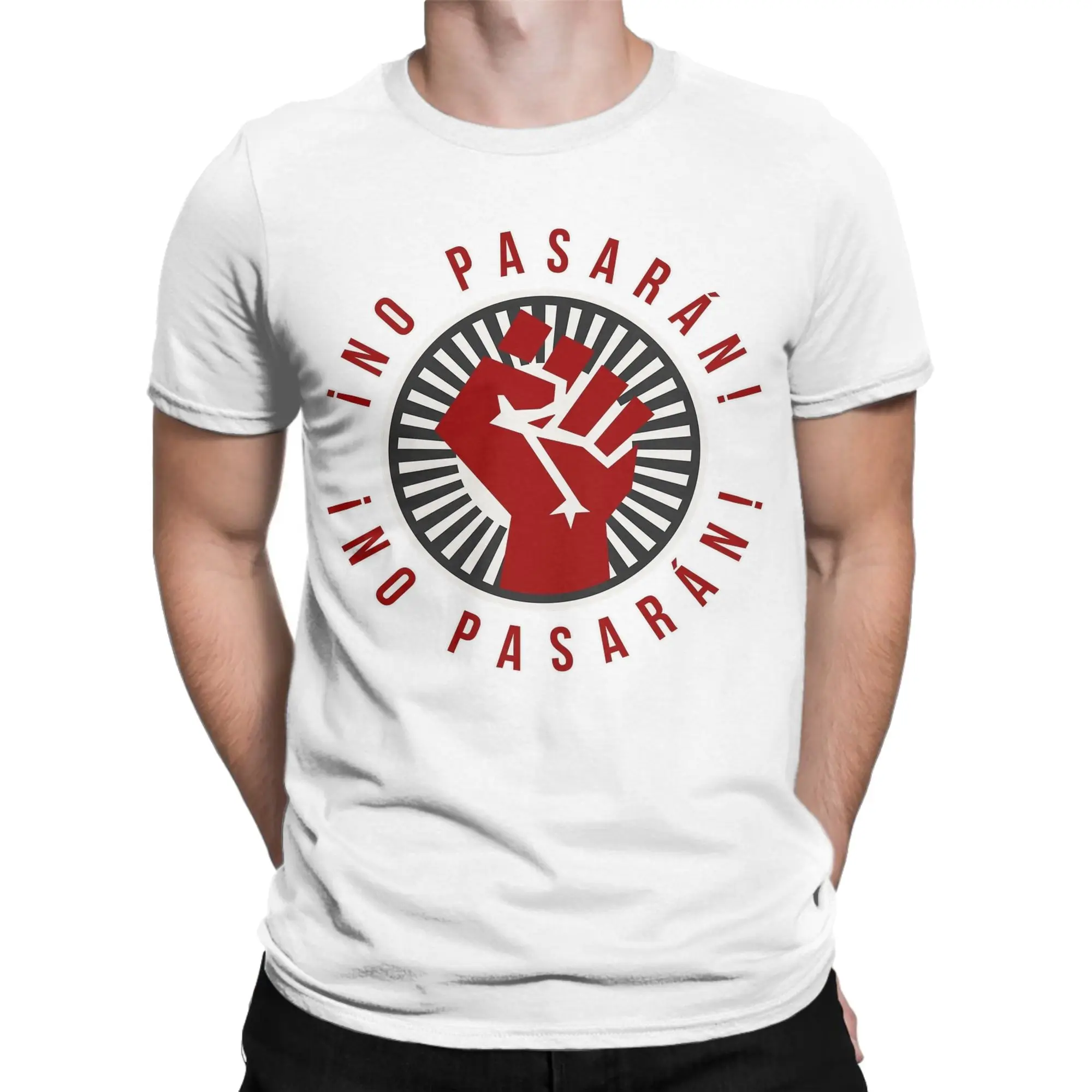 No Pasaran Anti Fascist T Shirts Men Women's 100% Cotton Funny T-Shirts Crewneck  Tee Shirt Short Sleeve Tops Original