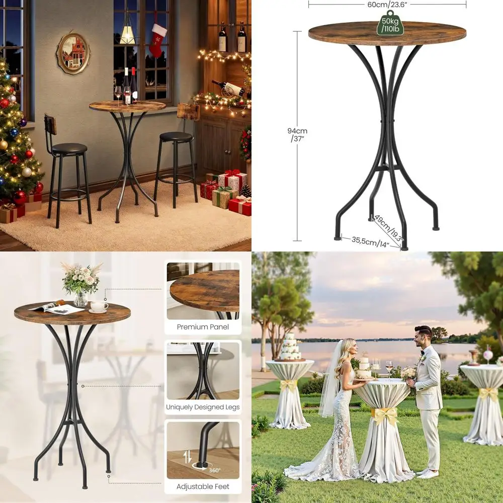 

Rustic Brown and Black High Top Table for Kitchen, Pub, Bistro, Living and Meeting Rooms