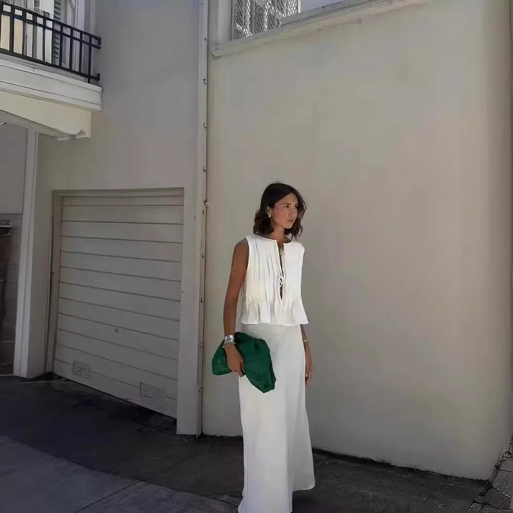 

Summer Casual round Ne Lace up Faionable Vest for Women Comfortable Breathable Sli Top Women's Clothing