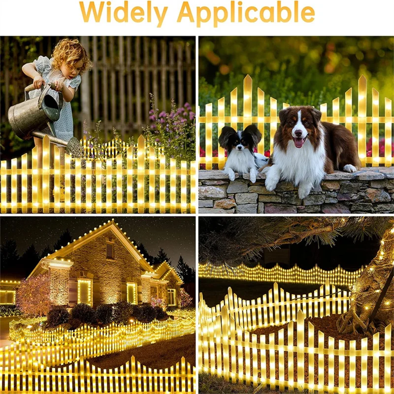 8PCS LED Fence Lights Outdoor Christmas Tree Enclosure Decoraction Lamp Waterproof Garden Courtyard Lighting For Wedding Party