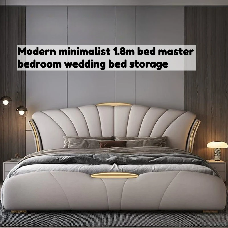 

Minimalist Luxury Bed Modern Double Headboard King Upholstered Bed Frames Storage Space Muebles Para El Hogar Home Furniture