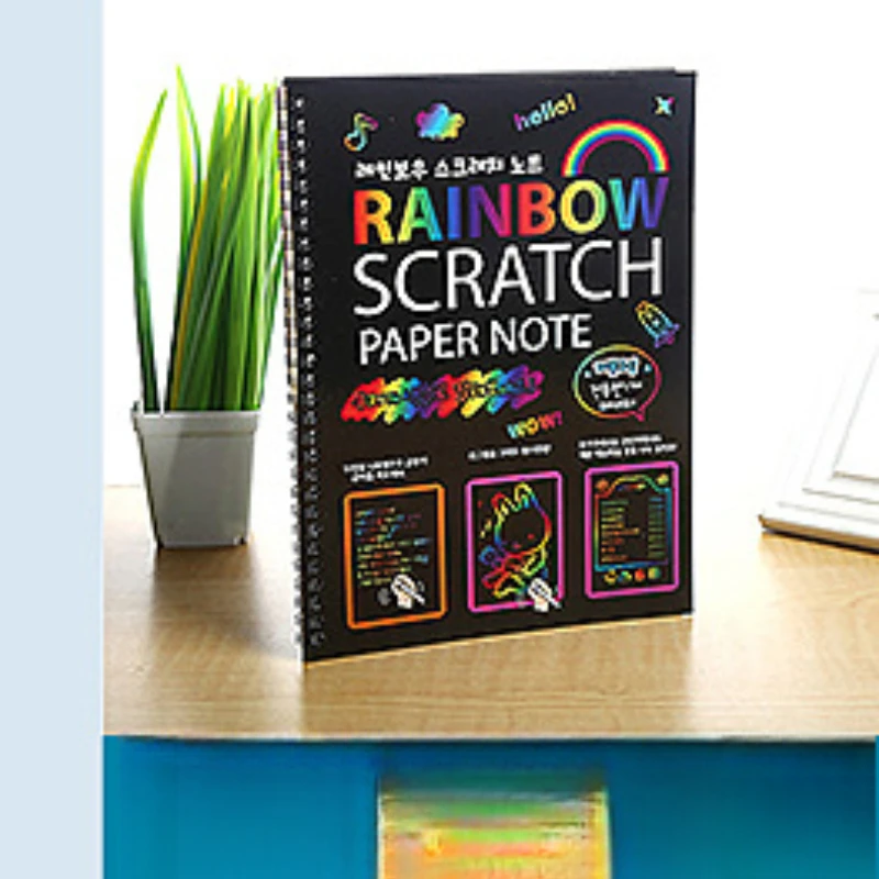 Skizzenbücher, grenzüberschreitendes, verpacktes Kratzpapier für Kinder, 100 Blatt, Puzzle-Spielzeug, bunte Graffiti-Kratzzeichnungen