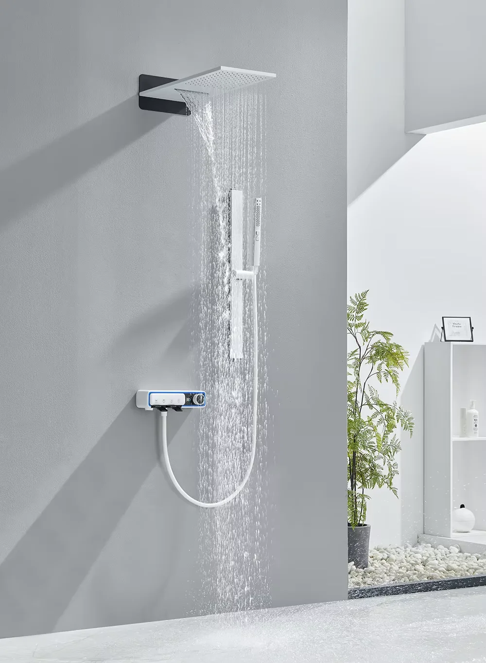 Luxus Regenduschkopf Set Rutsche Bar Einhand Thermostatmischer Messing Finish Kupfer Duscharmatur Modernes Design