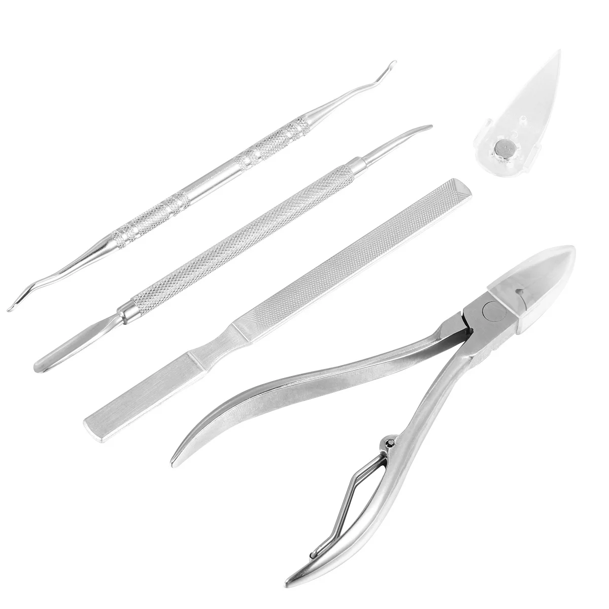 5 個ネイルトリマーセットステンレス鋼プロフェッショナルマニキュアツールきれいな形の爪のためのポータブルペディキュアキットシルバー