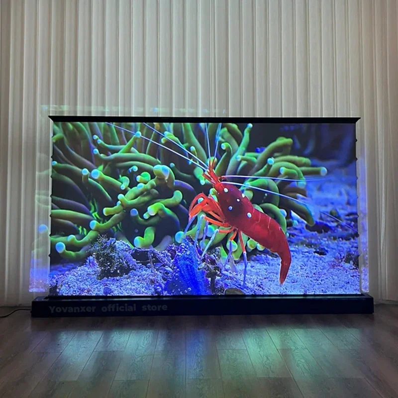 150인치 최대 전동 ALR CLR 롤러블 플로어 라이징 롱 스로우 프로젝터 스크린 그레이 크리스탈 주변광 차단 HD 3D 8K