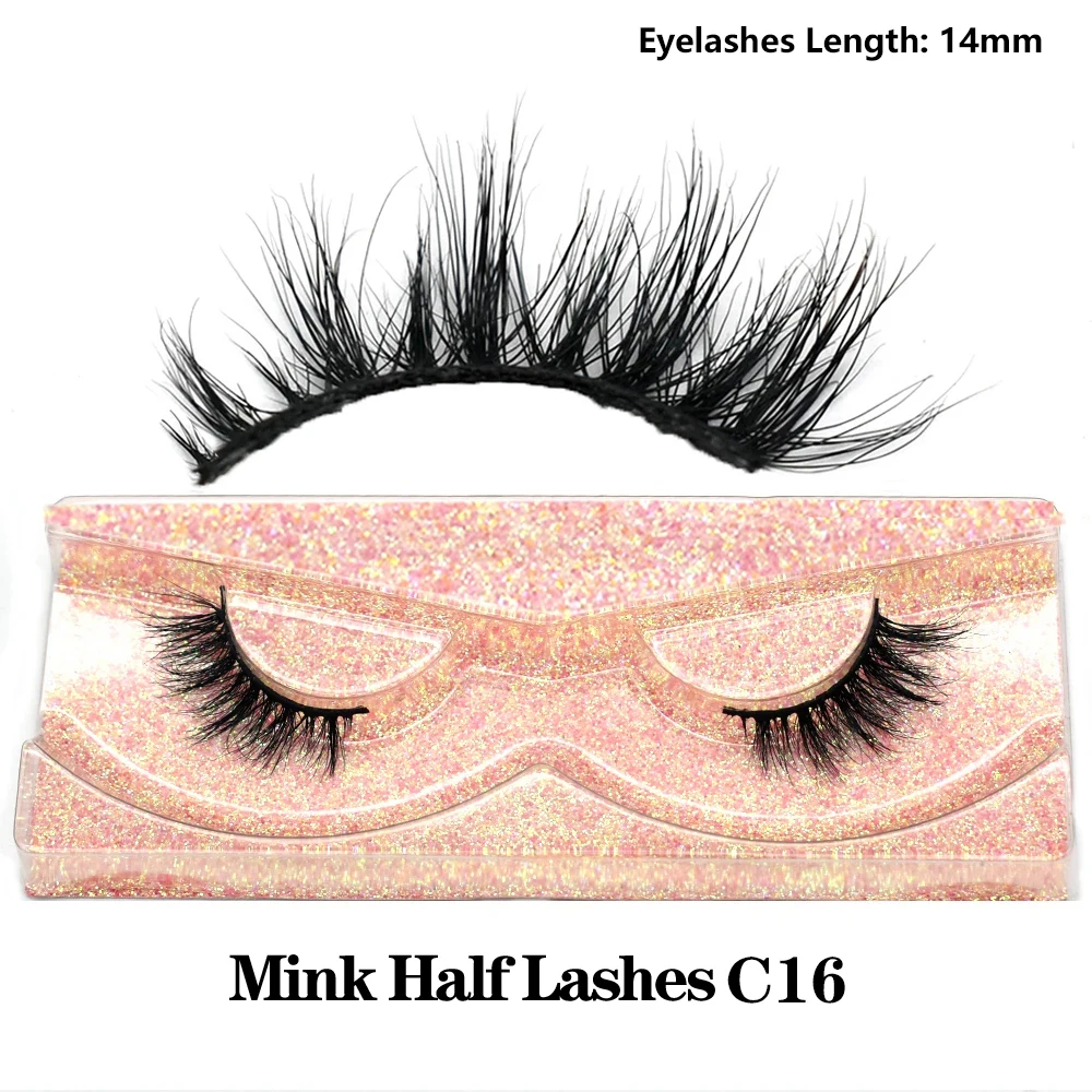 FOXESJI Real Mink Half Eye Lashes Short Natural False Eyelashes Reusable Fluffy Soft Strip Half Lashes Extension Daily Eyelashes