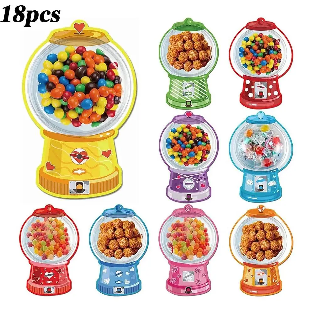 36 Pack Kids Day Cards Exchange Bubble Gum Machine Design with Round Holders, DIY Candy Cards for School Party Favors, Gifts