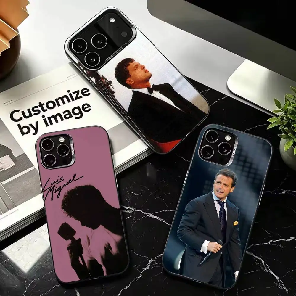 Funda Protectora Plateada para Teléfono con Diseño de Luis Miguel, Compatible con iPhone 11, 12, 13, 14, 15, 16, 17, Plus, Pro, Mini, Max