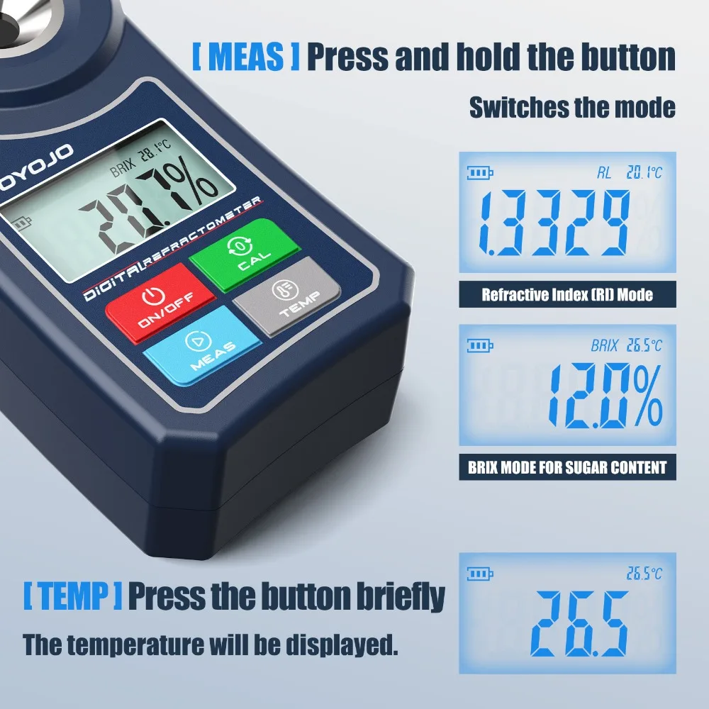 Imagem -04 - Medidor Brix Refratômetro Digital Novo em Suco de Frutas Bebidas Sprite Testador de Açúcar Instrumento de Medição de Conteúdo Suger