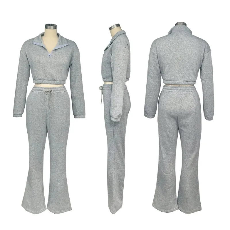 Solides, lässiges Trainingsanzug-Set für Damen, zweiteiliges Set, sportliches Langarm-Sweatshirt, Oberteil und Jogginghose, Jogger, Workout-Trainingsanzüge