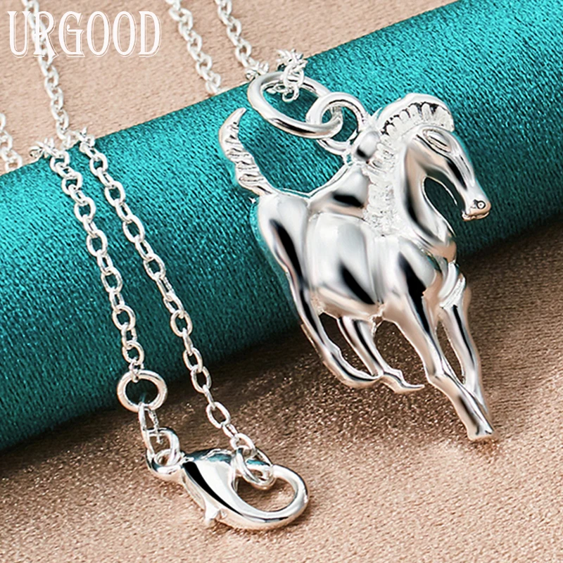 

925 Sterling Silver Horse Pendant Necklace 16-30 Inch Chain For Women Party Engagement Wedding Fashion Jewelry