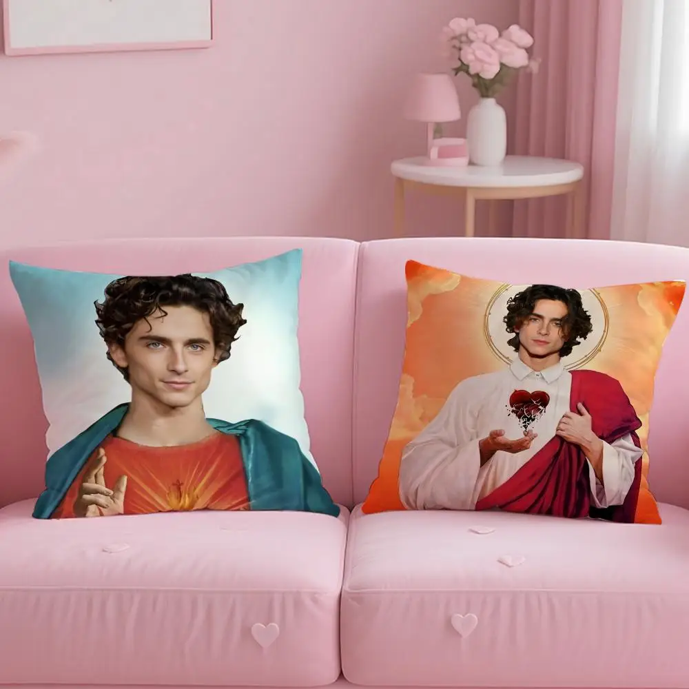 Popular Actor Timothee Chalamet Cushion Cover Soft & Easy-Wash Pillow Case – Versatile for Couch, Bed, Travel and Office
