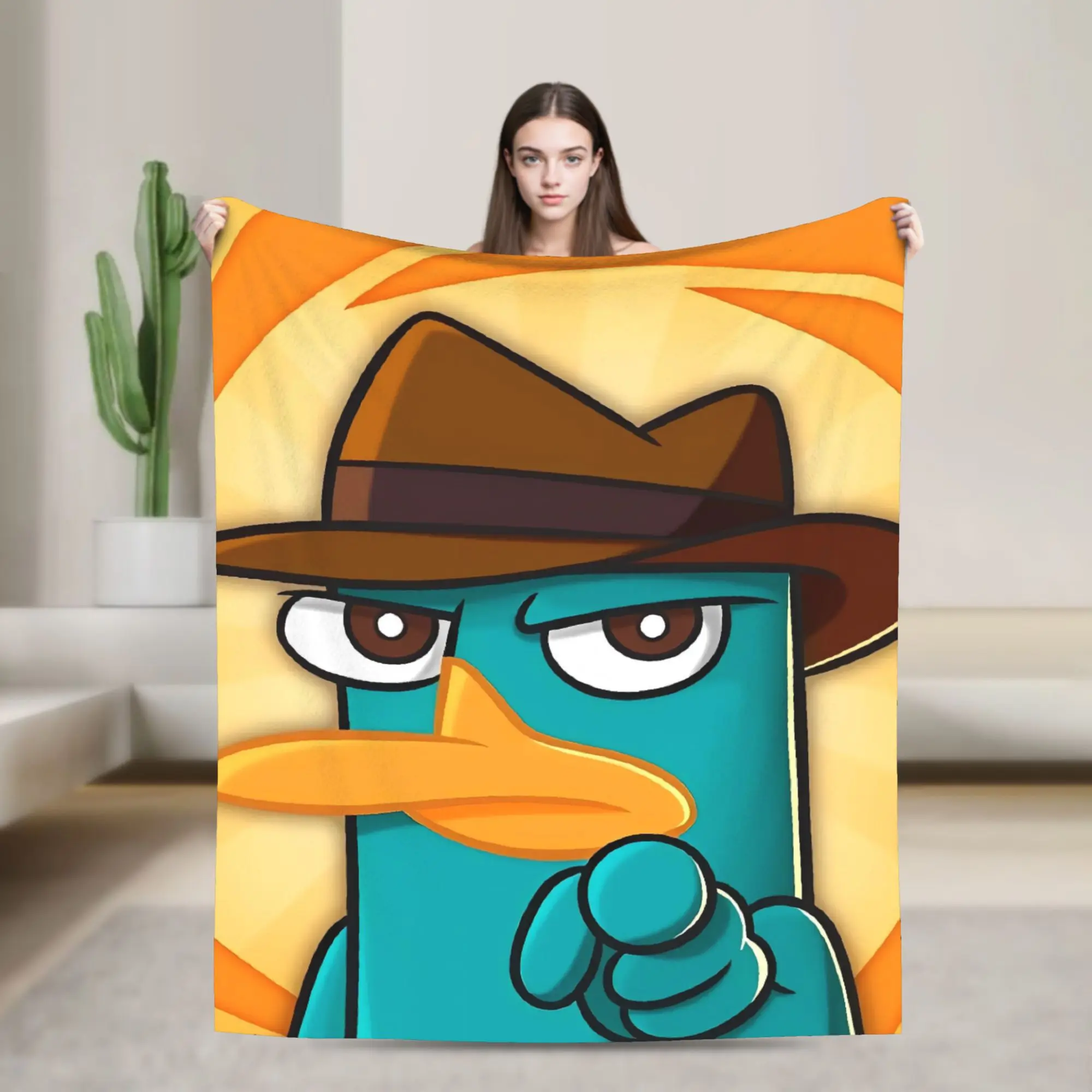Perry the Platypus Warm Blankets  Boy Girl Plush Throw Blanket Fashion Home Decor Flannel Bedspread Sofa Bed Cover