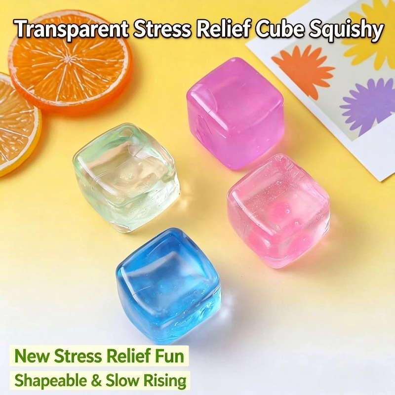 Snowflake Ice Cube Maltose Squishy, Marbled Slow Rising Stress Relief Fidget Toy, Squeeze Decompression Vent Toy