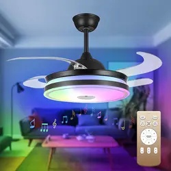 Ceiling Fan  Fandelier Ceiling Fan Lights and Bluetooth Speaker RGB Color Changing with Remote Controller Living Room Restaurant