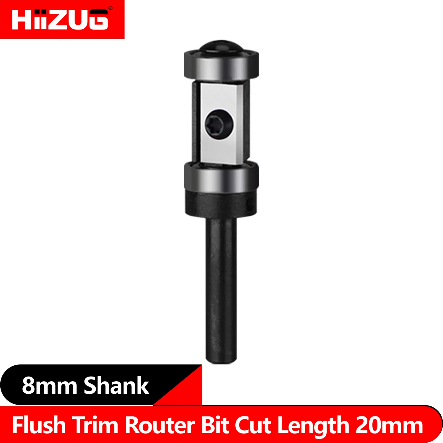 8mm Shank Flush Trim Pattern Template Router Bit Replaceable Cutter Top Bottom Double Brearings 20mm Cutting Length 2 Edges