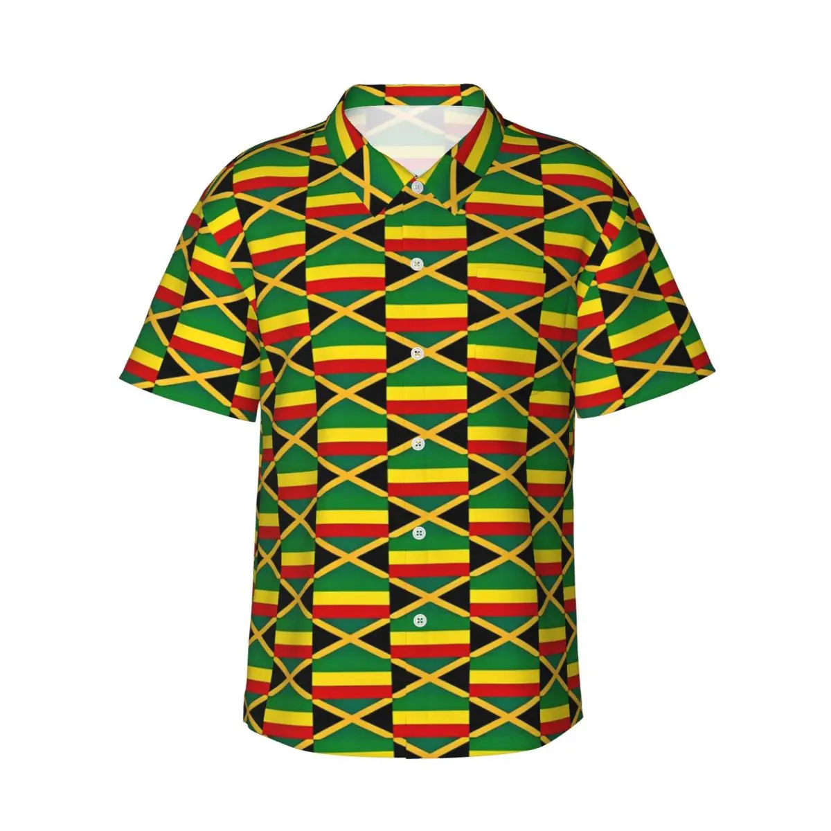 Jamaican Flag Vacation Shirt Men flag of Jamaica Casual Shirts Hawaiian Short Sleeve Custom Cool Oversized Blouses Gift