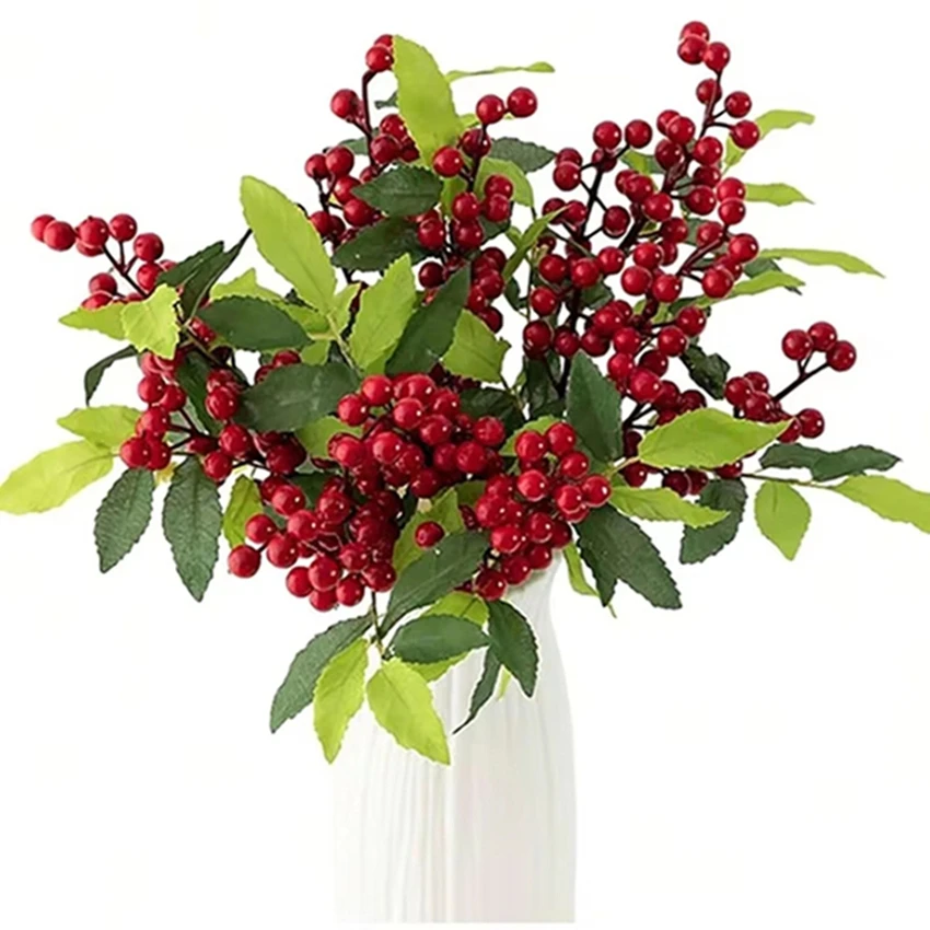 

Artificial Plant Holly Little Red Fruit Christmas NewYear Home Room Table Decor Outdoor Garden Bonsai Wedding Festive Atmosphere