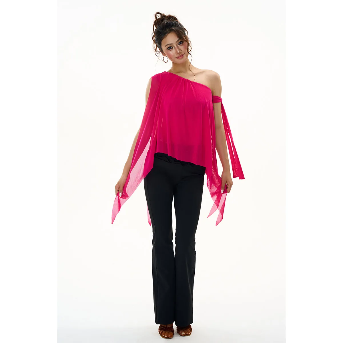 Latin Dance Adult Children's Dress High-End Cha Cha Tango Women's Professional Clothing Irregular Ruffle Edge Sleeveless Top